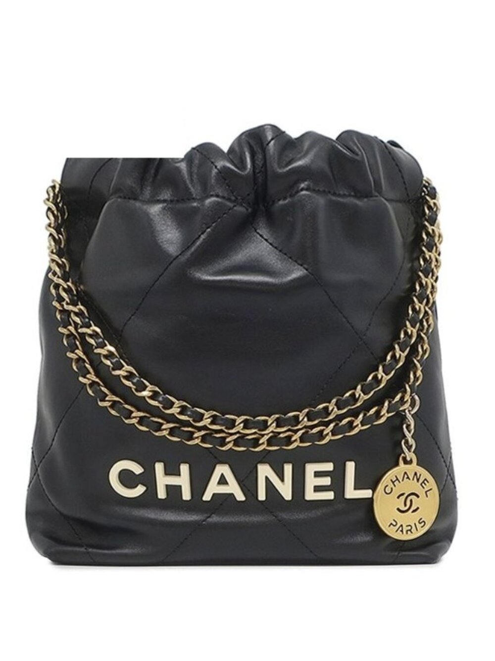 Chanel 2-Way Bag Chanel 22 Mini Handbag Leather Black Gold